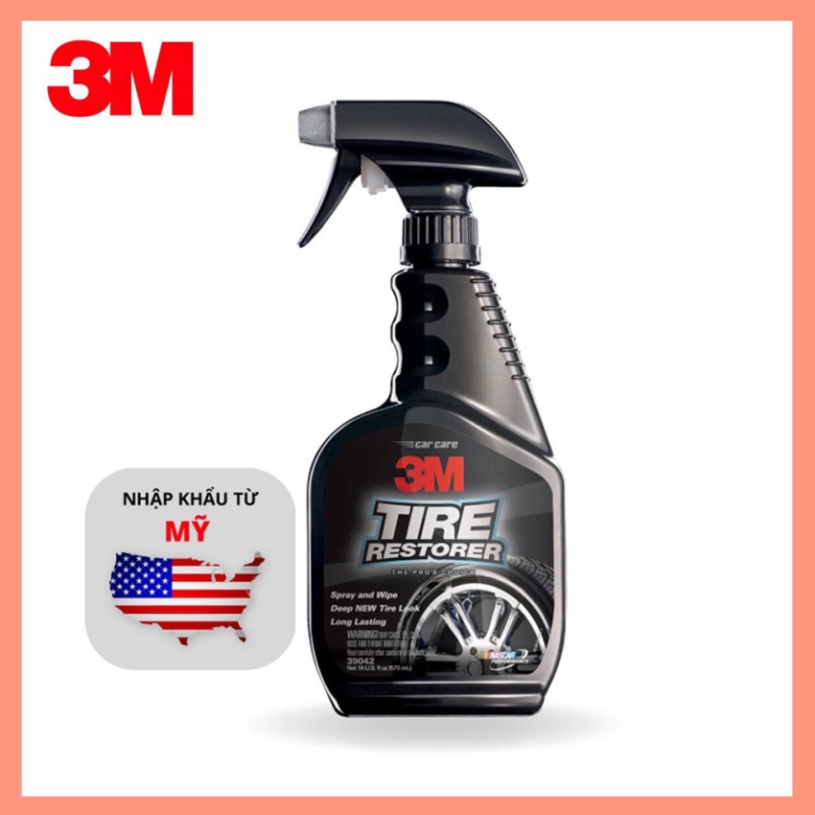 Chai Xịt Vệ Sinh Bảo Dưỡng Và Phủ Bóng Lốp Ô Tô Xe Máy 3M 39042 Tire Restorer 437ml - Nhập Khẩu 3M USA