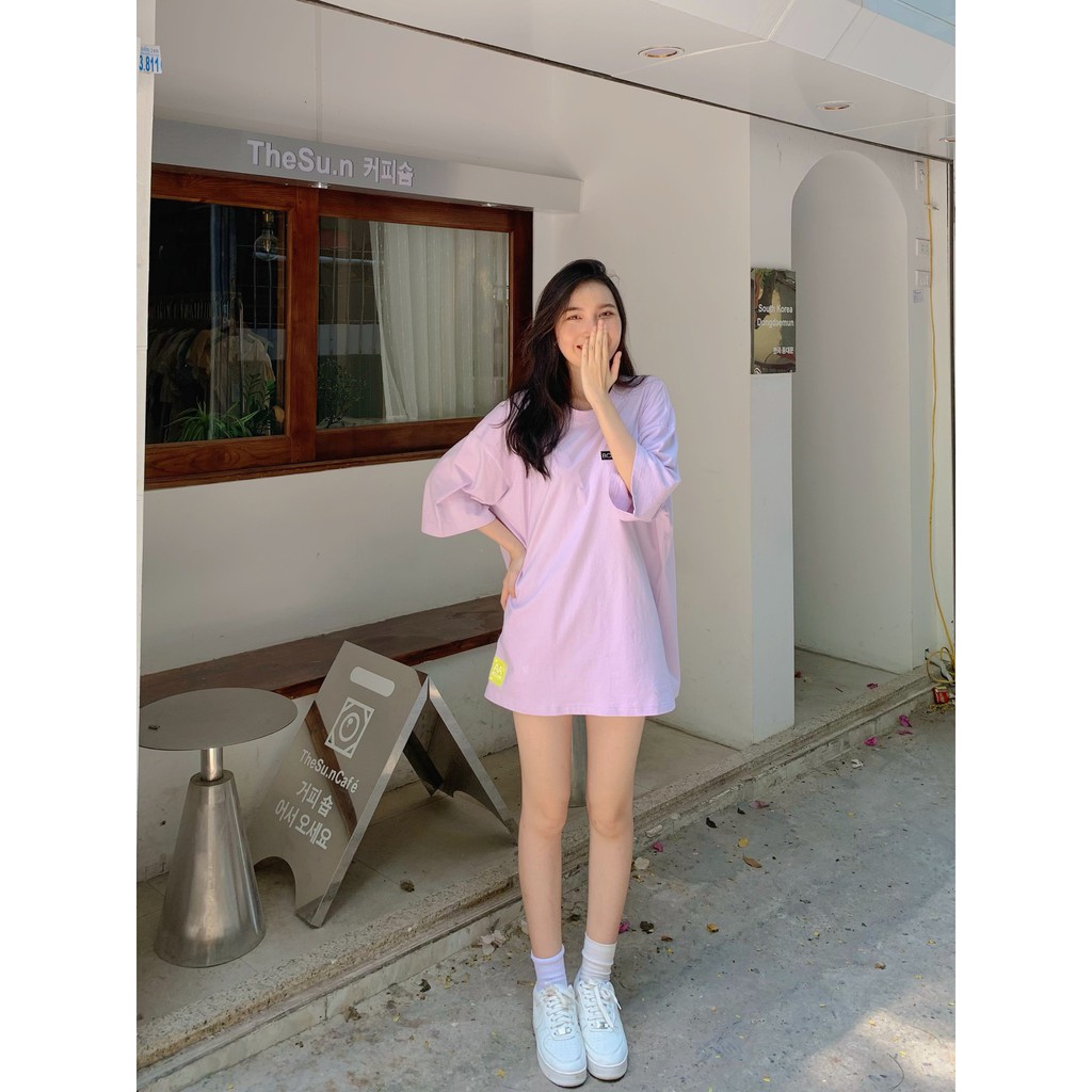 Áo Thun Nam Nữ Unisex BOO Oversize Dáng Rộng 100%Cotton Màu Tím Đính Patch BOOLAAB | BigBuy360 - bigbuy360.vn