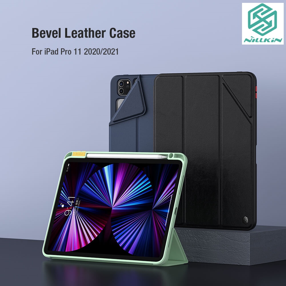 Nillkin Bevel Leather smartcover – Bao da gập thông minh cho Apple iPad Pro 11 inc 2021 / M1 , iPad Air 4 10.9 ,Pro 12.9