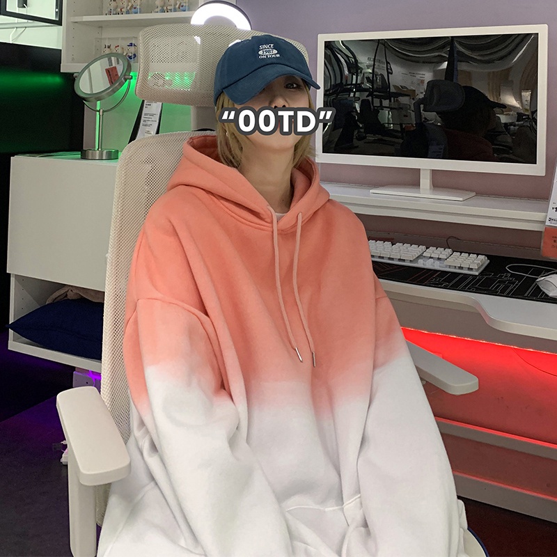 Áo khoác hoodie dáng rộng màu gradient cho nam và nữ size M - 5XL