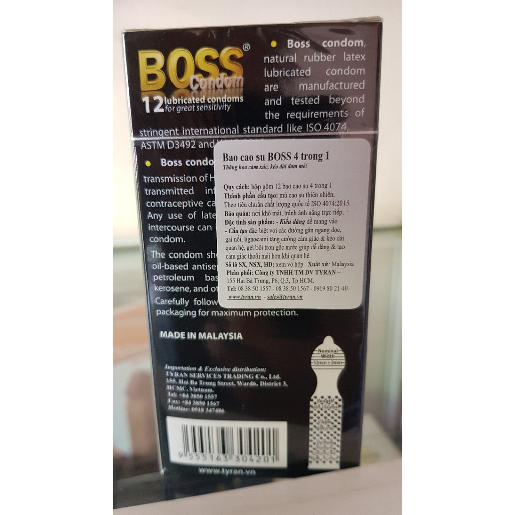 [bcs sỉ] BAO CAO SU GAI SIÊU NHÁM BOSS - kéo dài thời gian hộp 12 cái