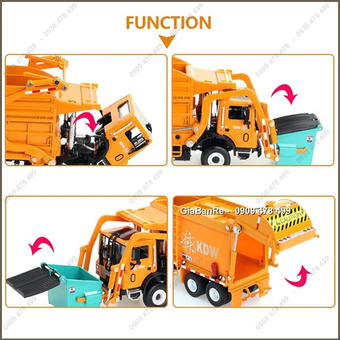Mô Hình Kim Loại Xe Tải Công Trình Chở Và Ép Rác Tỉ Lệ 1:50 – KDW - 9907