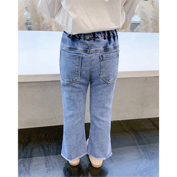 Quần Jeans  JT02 size đại 10-35kg thời trang ống loe gắn nơ xinh xắn cho bé gái