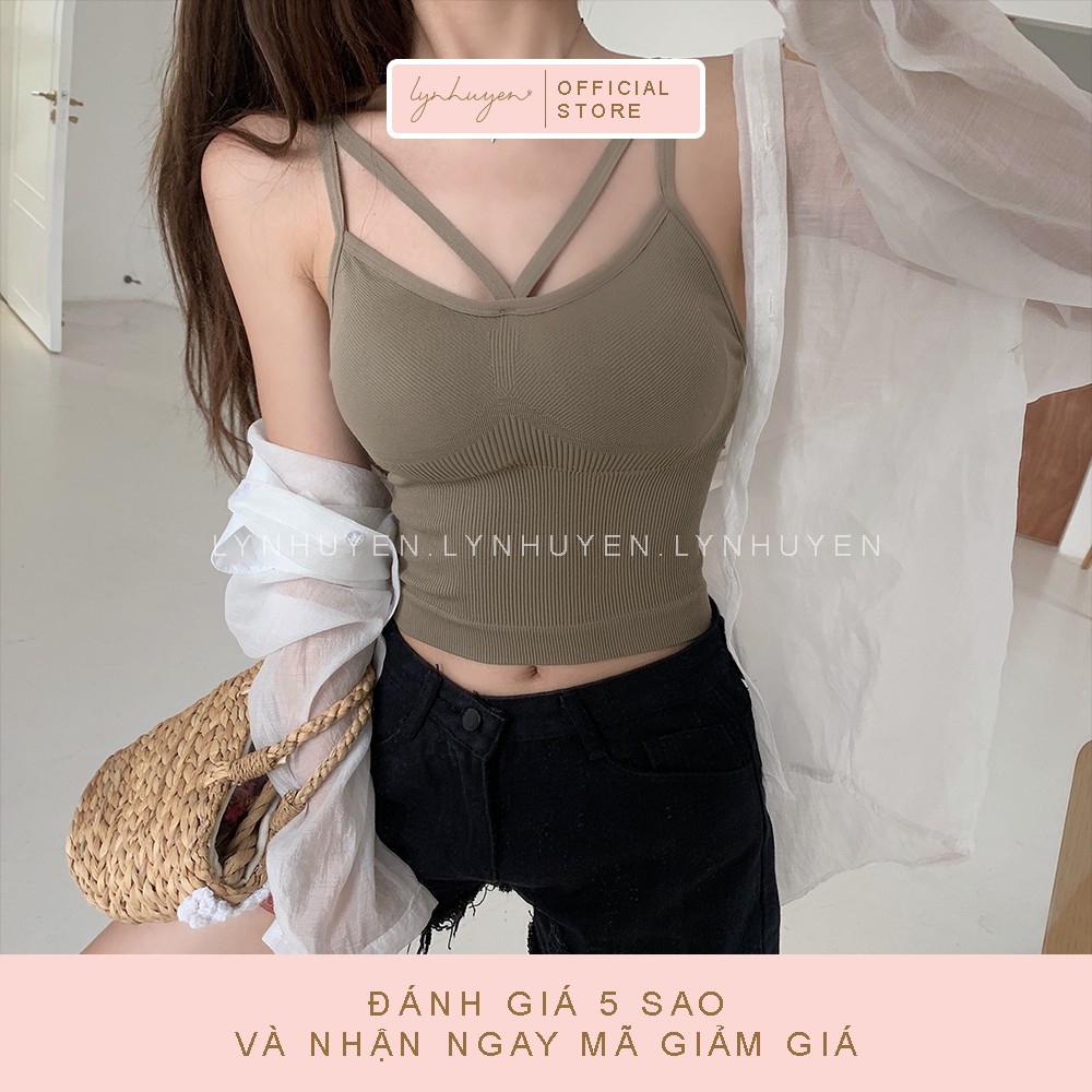 Áo 2 Dây Nữ Len Tăm Có Mút Ngực Croptop Lynhuyen - 4 Màu - AD006