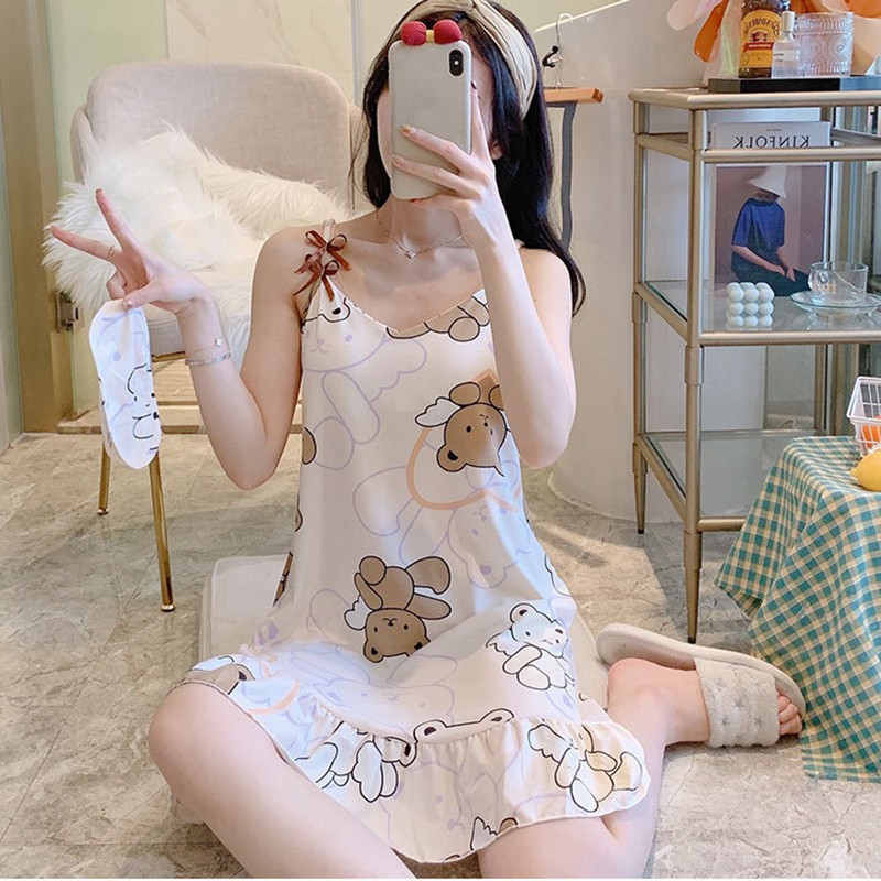 Váy ngủ 2 dây ngợi cảm mềm mịn có lót ngực, Váy ngủ sexy (TẶNG KÈM BỊT MẮT) | BigBuy360 - bigbuy360.vn