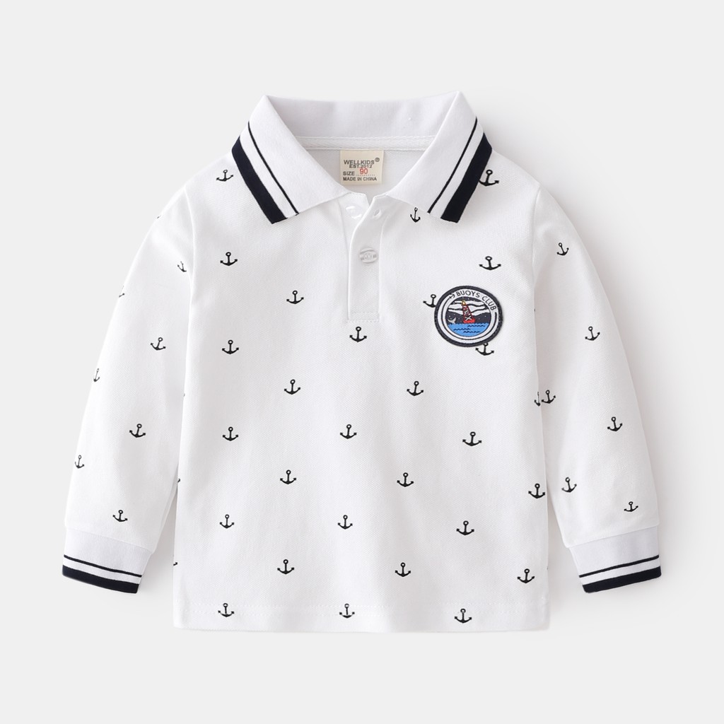 áo POLO dài tay họa tiết cánh buồm cho bé siêu yêu 2021