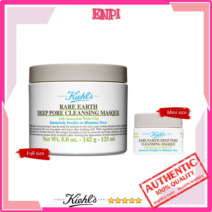Mặt nạ đất sét Kiehl's Rare Earth Deep Pore Mask 142g/125ml Giảm mụn, loại bỏ bã nhờn hiệu quả