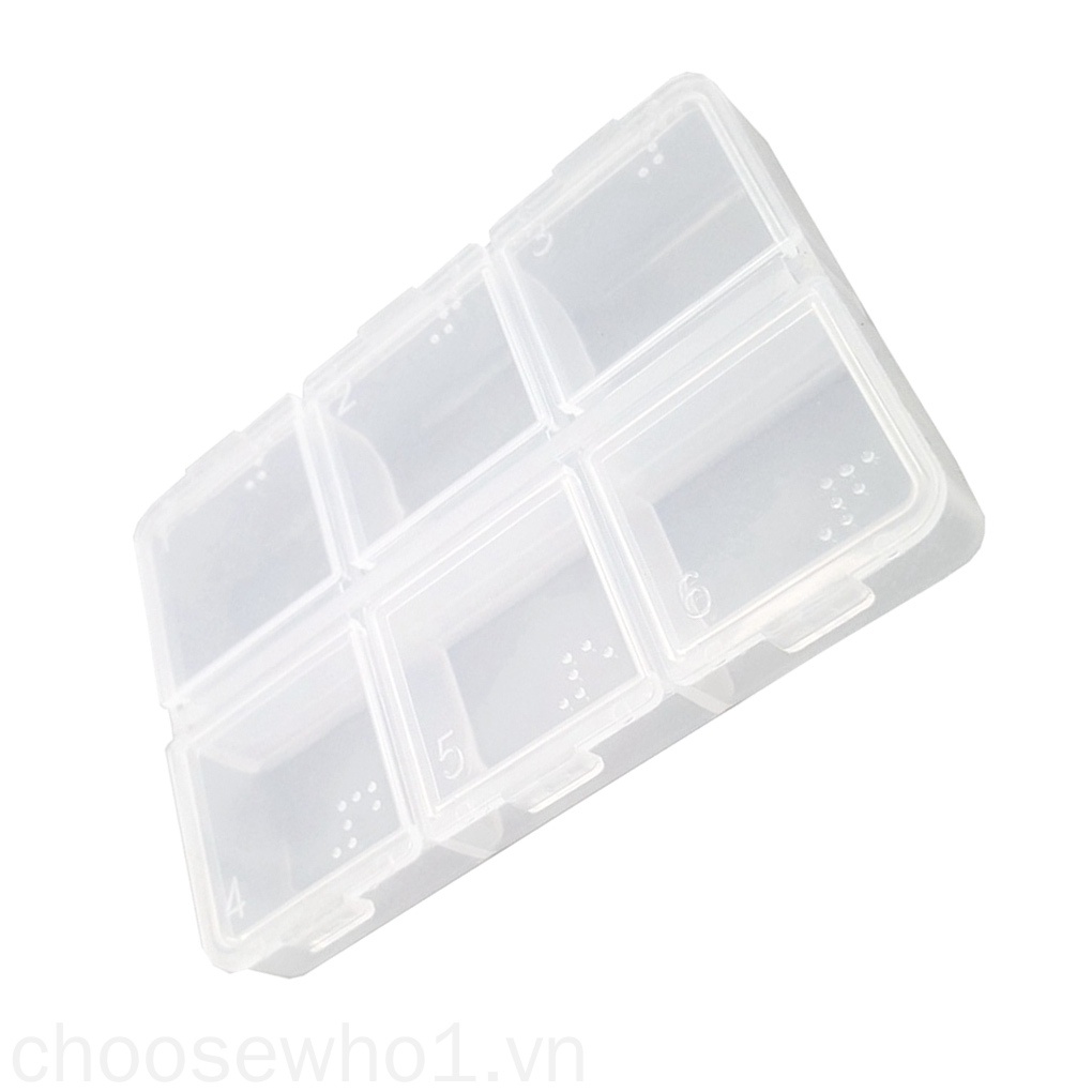 Hộp nhựa 6 ngăn đựng thuốc/ trang sức mang đi du lịch tiện lợi