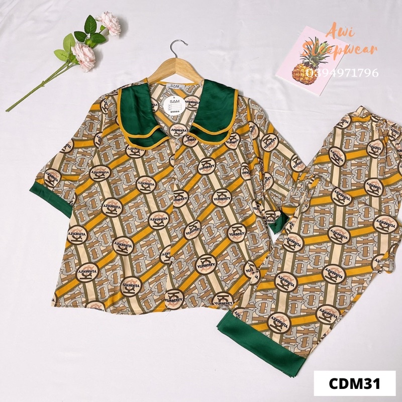 Bộ Pyjama Tay Ngắn Quần Dài Nhiều Mẫu Lụa Mango Sam Luxury - Awi Sleepwear