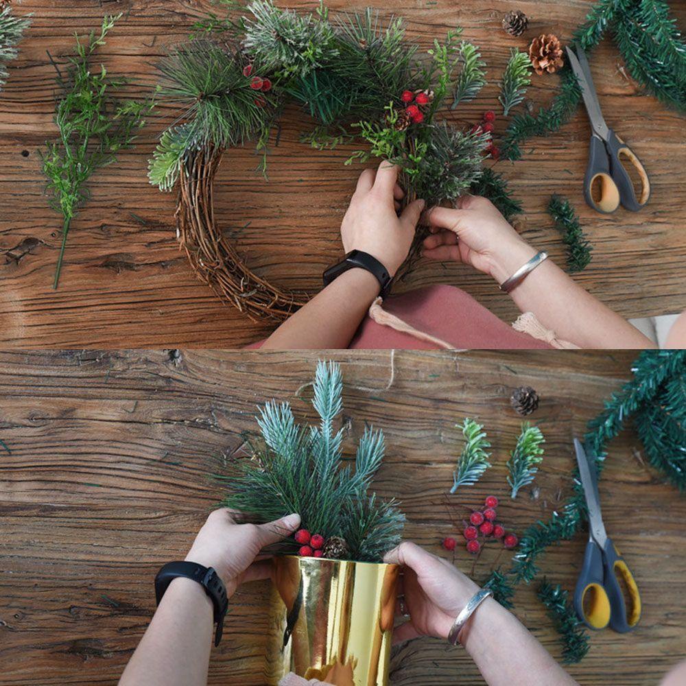 Cuộn Dây Ruy Băng Họa Tiết Lá Thông 5.5M Trang Trí Giáng Sinh