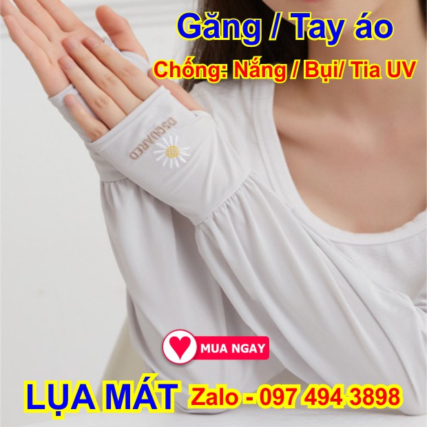Găng tay áo vải lụa chống nắng, chống bụi chống tia uv cực tốt màu xám