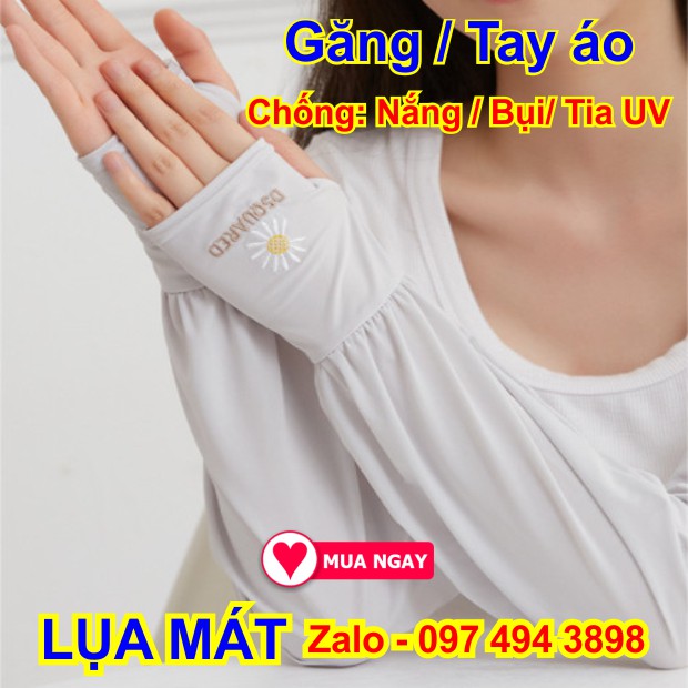 Găng tay áo vải lụa chống nắng, chống bụi chống tia uv cực tốt