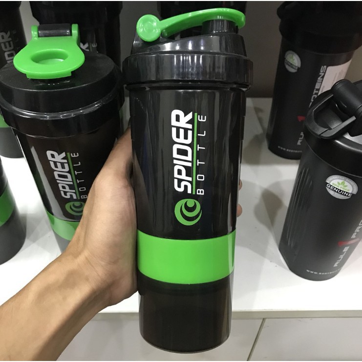 HÀNG CAO CẤP -  Bình nước tập gym shaker chính hãng miDoctor, bình lắc 3 ngăn, có lò xo ở bên trong, sử dụng tập gym, ch