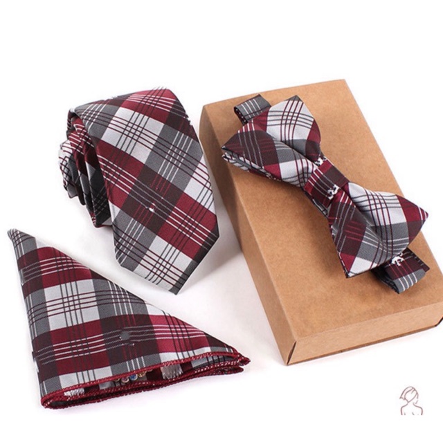 Set cà vạt bản nhỏ, Nơ và Khăn áo vest