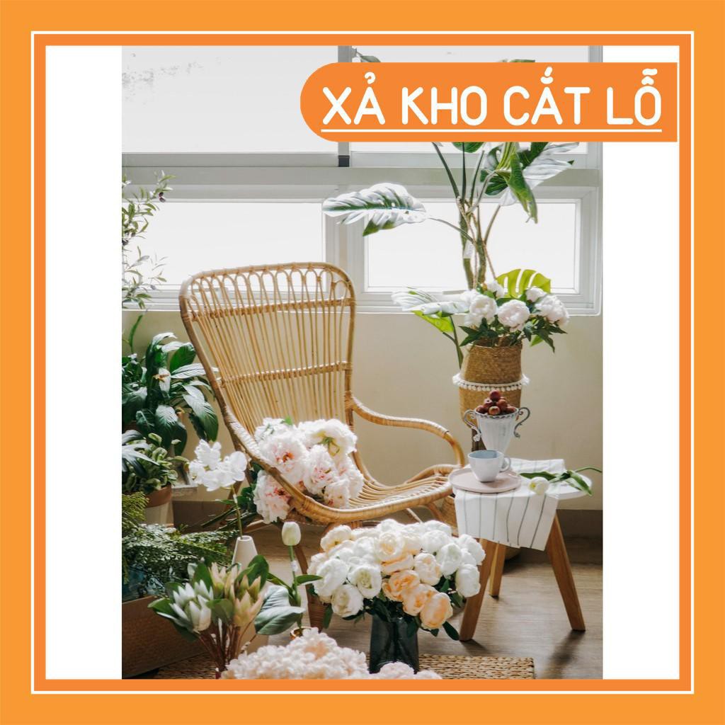 [Giá Gốc] ghế mây lưng cao Armchair vàng trang trí quán cafe, phòng khách, ban công CAO CẤP