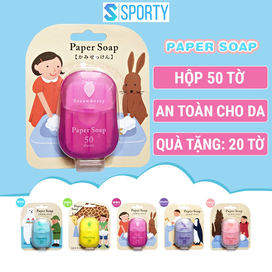 Xà Phòng Giấy Nhật Bản - Hộp 50 Miếng - Rửa Tay, Bỏ Túi Mang Đi Du Lịch, Công Tác, Dã Ngoại