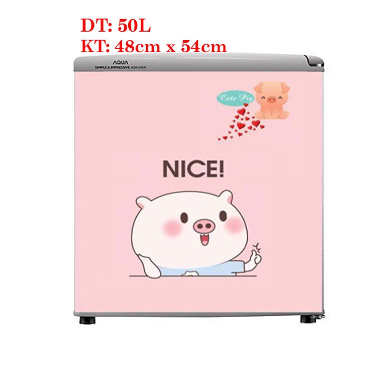 Decal trang trí tủ lạnh 50L Pig cute siêu đẹp chống thấm cực tốt