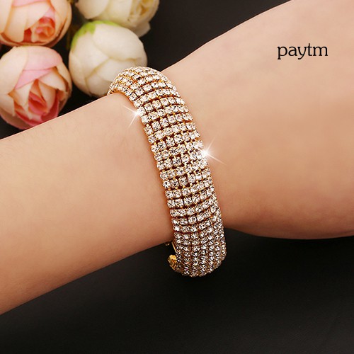 Vòng Tay Bản Rộng Đính Đá Phong Cách La Mã Cho Nữ