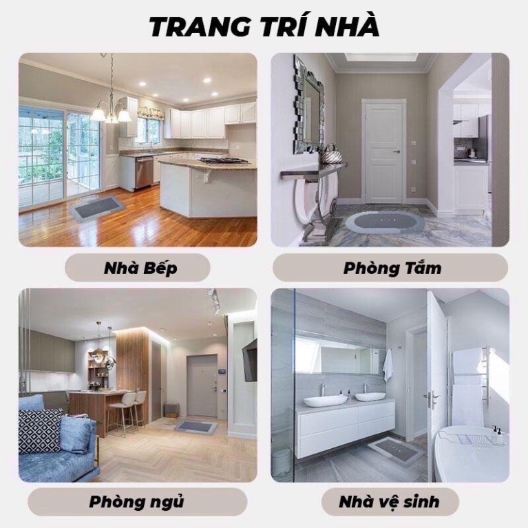 Thảm Lau Chân Silicon Siêu Thấm Nước Chất Liệu Chống Trơn Trượt ĐỘ DÀY 3,5MM