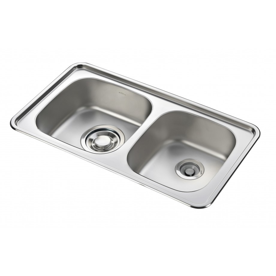 Bồn rửa chén 2 hộc inox kích thước 78x43 kèm bộ xả nước (chưa bao gồm vòi và chân chậu)
