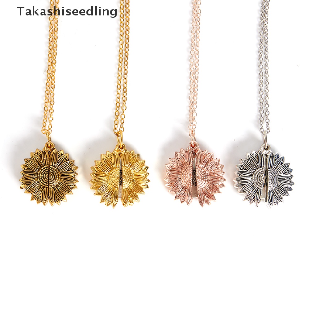 (Takashiseedling) Vòng cổ Mở Mặt Hoa Hướng Dương Khắc Chữ You are my sunshine