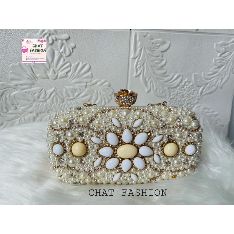 Ví dạ tiệc  hoa cương núm khóa hoa hồng siêu xinh