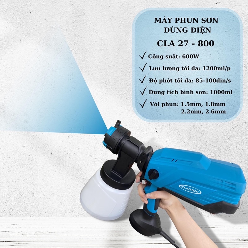 Máy phun sơn cầm tay mini thương hiệu CLASSIC CLA 27-800. HÌNH THẬT,MÁY THẬT,GIÁ TRỊ THẬT