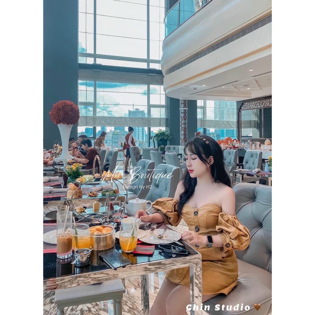 Đầm nâu nút trễ vai Một mẫu đầm dễ thương chuẩn style Hàn xẻng cho mấy nàng nha... 🥰🥰 Chất kaki co giãn