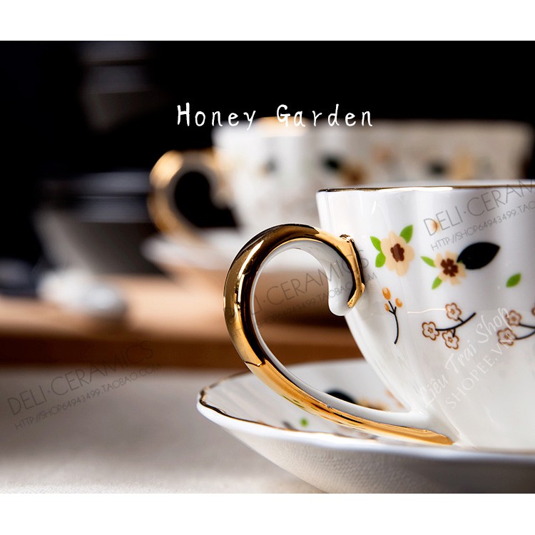 Ly cốc tách cafe cà phê  trà sứ xương phong cách Bắc Âu thanh lịch vườn ong Honey garden Nordic style