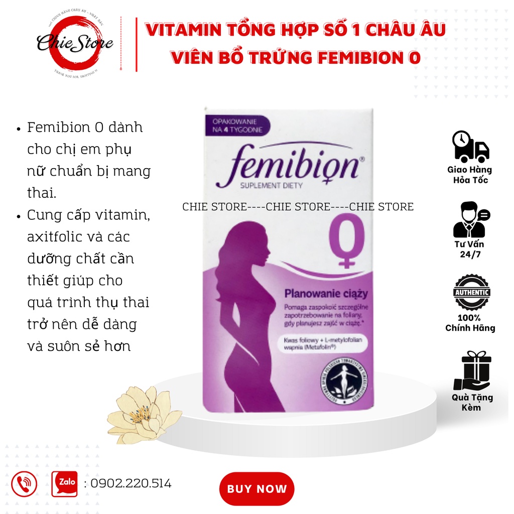 [CHÍNH HÃNG] Viên bổ trứng Femibion số 0 dành cho phụ nữ trước mang thai