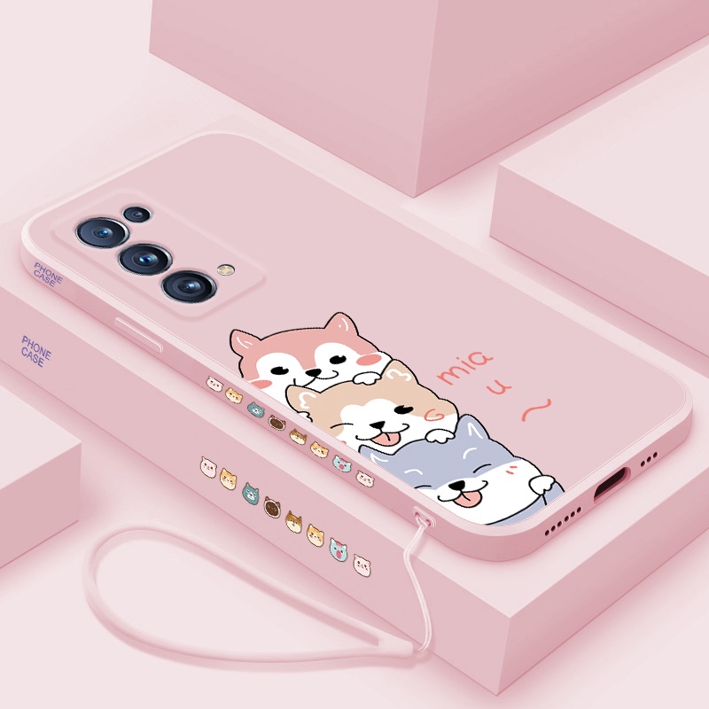 Ốp Điện Thoại Silicon Họa Tiết Hoạt Hình Kèm Dây Đeo Cho oppo reno 4 reno 5 reno 6 reno2 f reno 3