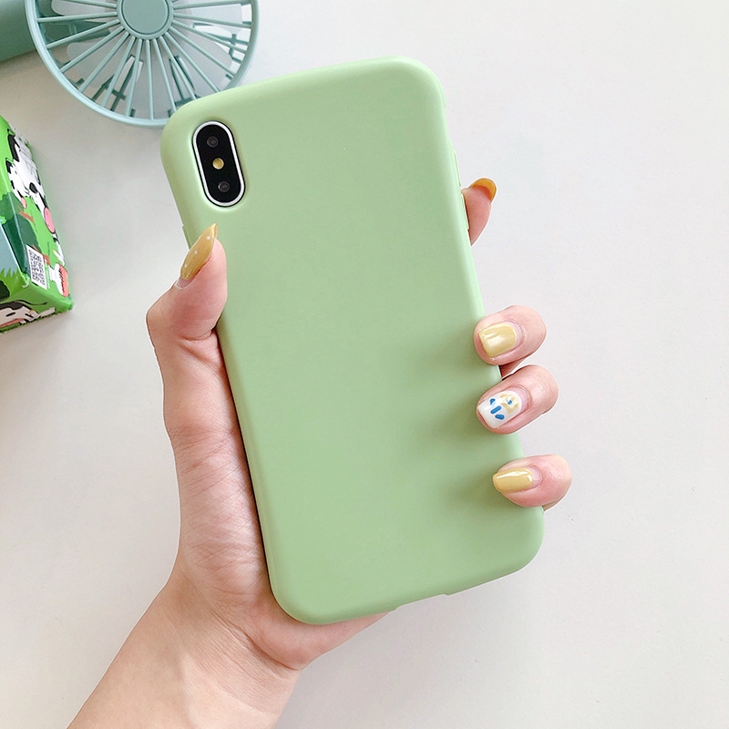 Ốp điện thoại màu trơn đơn giản có đường cong cho iPhone6plus 78plus ixs max | BigBuy360 - bigbuy360.vn