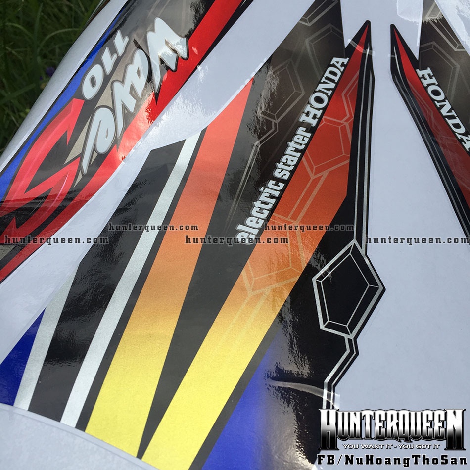 Tem ghép dán xe WAVE nhỏ đời đầu S110. Decal chất liệu candy cao cấp, ghép chữ nổi màu trắng không đụng hàng