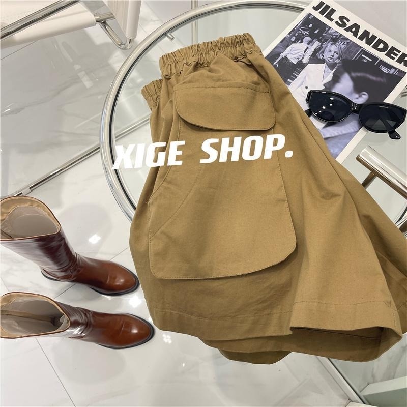 Quần ngắn ống rộng Lưng Cao Có Túi Thời Trang Mùa Hè Cho Nữ