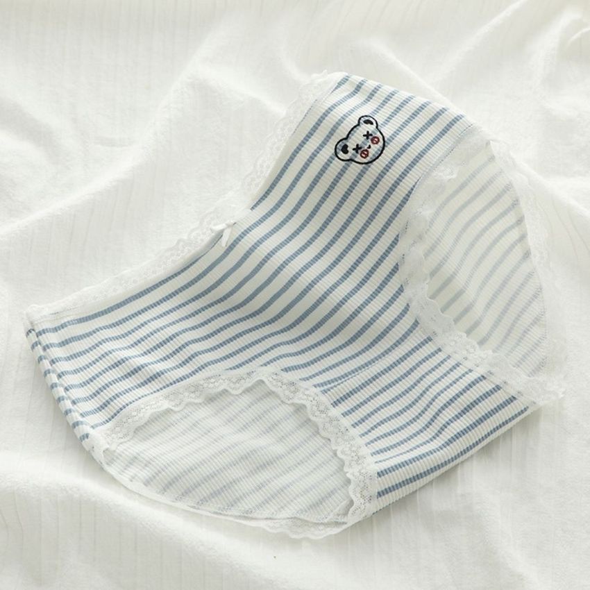 Quần lót nữ, quần lót Cotton viền ren gân tăm kháng khuẩn hoạ tiết viền ren sexy điệu đà - L167