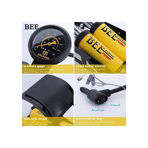 Bơm Xe Máy 2 Ống cho Xe Hơi Cao Cấp,  Chân Cho ÔTÔ , Xe Máy, Xe Đạp, Bong Bóng