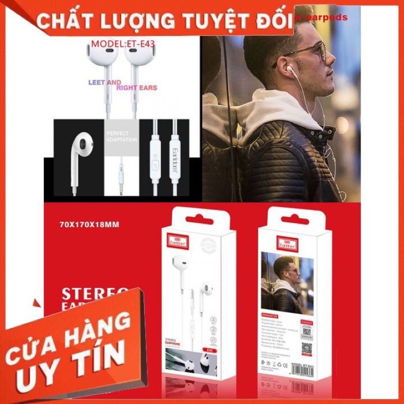 {HÓT}Tai nghe có dây Earldom E43 “Siêu xịn”,chống ồn vượt trội , cách âm cực tốt , bảo hành 12 tháng lỗi 1 đổi 1