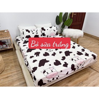 Combo 3 món bộ drap ga giường 1m6x2m,có chọn mẫu,MẪU BÒ SỮA TRẮNG