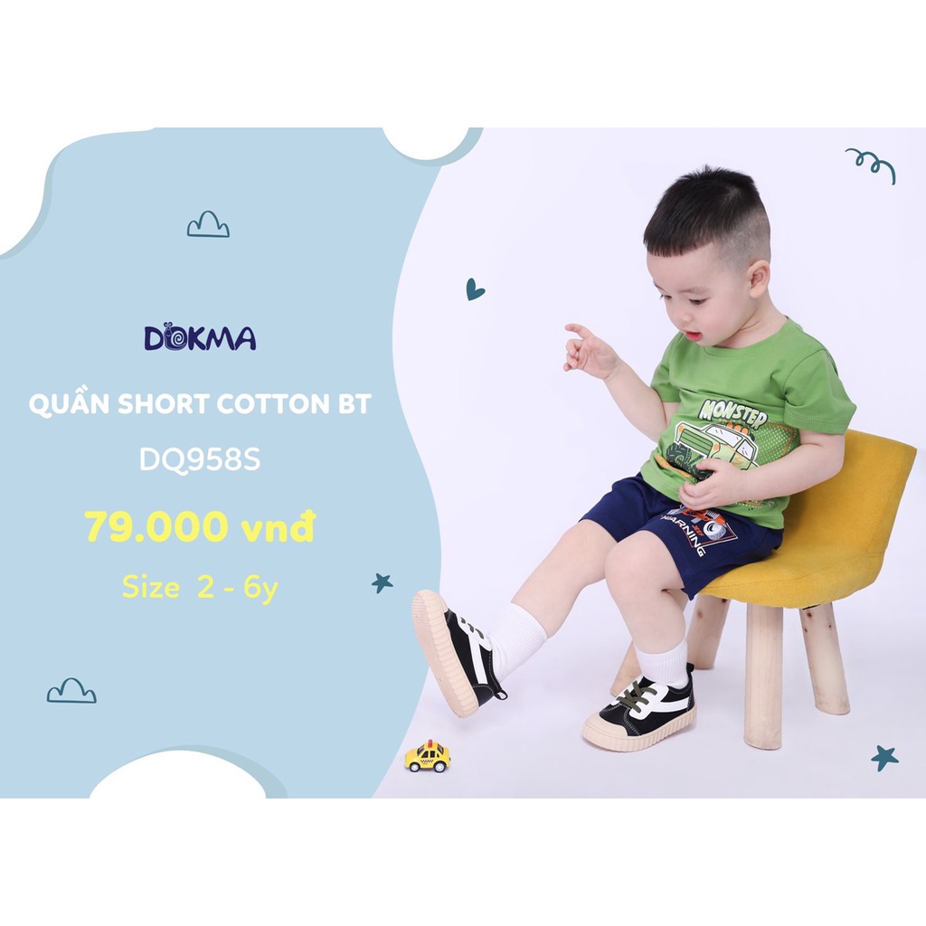 (2-&gt;5 tuổi) 𝑄𝑢𝑎̂̀𝑛 đùi short bé trai Dokma – chất cotton hữu cơ mềm mát (DQ958S)