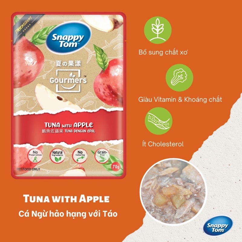 Pate Snappy Tom Túi 70g Hương Trái Cây 8 Vị Cho Mèo Sành Ăn