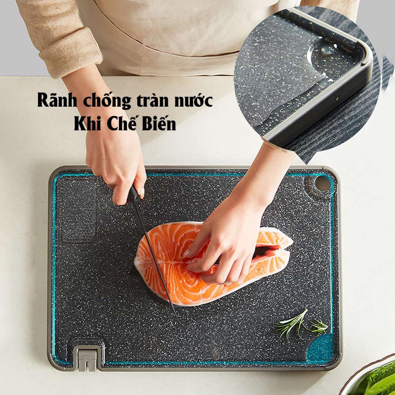 Thớt hai mặt kháng khuẩn, chống nấm mốc đa chức năng, khổ lớn 40cmx28cm