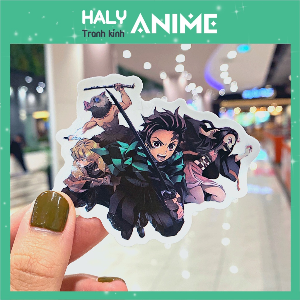 Hình dán sticker anime Demon Slayer, Set stiker cute, dễ thương dán mũ bảo hiểm, vali, laptop, chống nước, chống bay màu