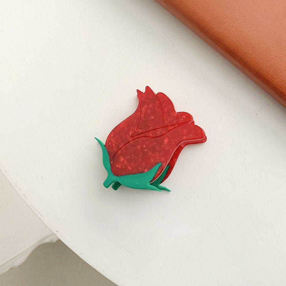 MXGOODS Kẹp Tóc Hình Hoa Hồng Bằng Acrylic Dễ Thương Cho Nữ