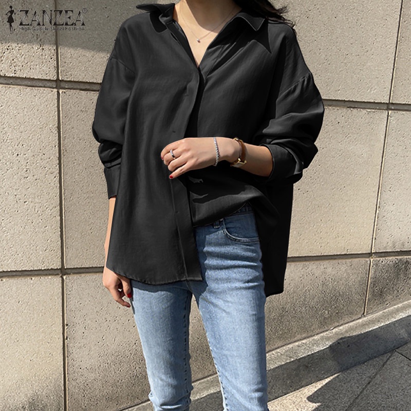 Áo sơ mi nữ Zanzea tay dài màu trơn thanh lịch thời trang