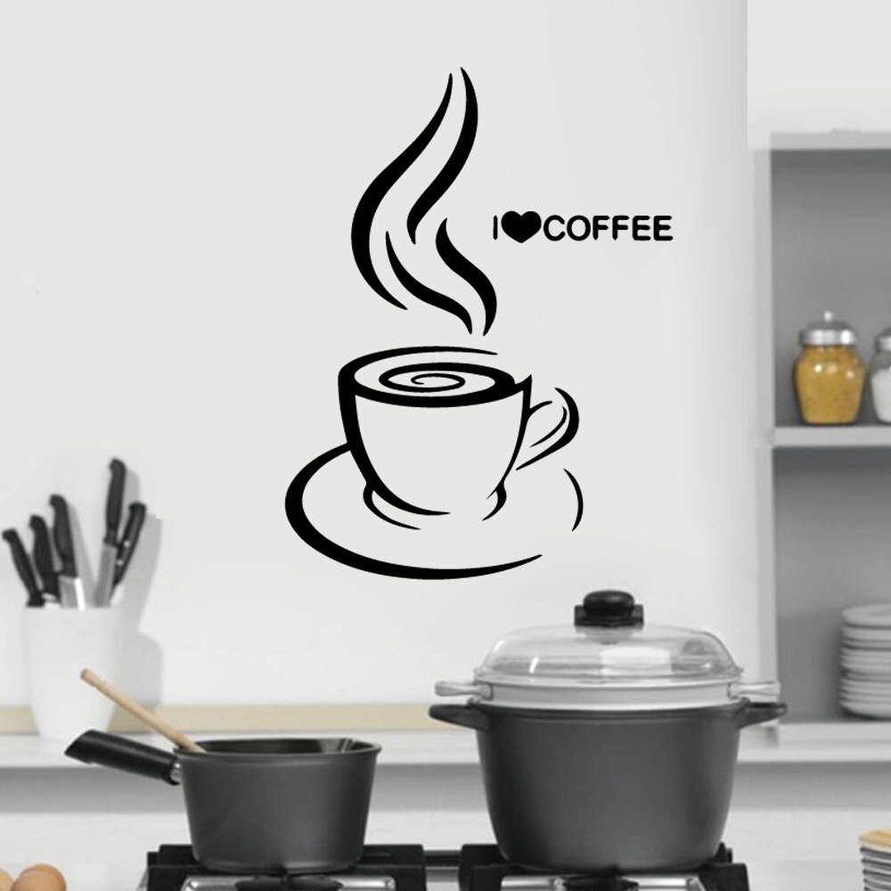 Sticker Dán Tường Chống Thấm Nước Họa Tiết Bánh Pizza Cà Phê