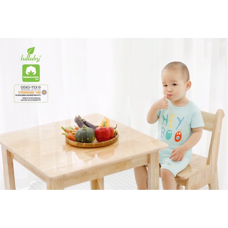 Bộ cộc tay bé trai, bé gái Lullaby chất cotton