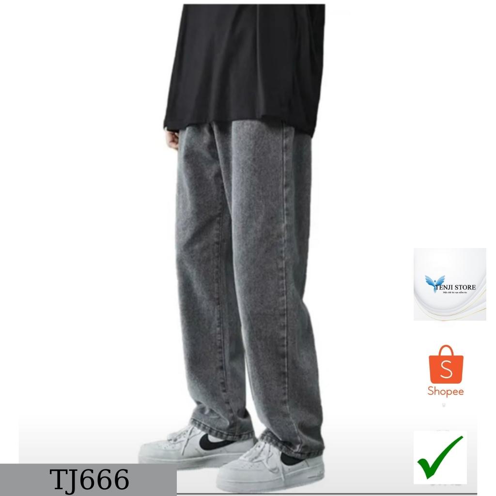 Quần Jean Nam TENJI STORE AD666 Baggy Xám Trơn Lưng Chun Mẫu Mới Phong Cách Cá Tính Thời Trang Hot Trend (44 - 72KG) | BigBuy360 - bigbuy360.vn