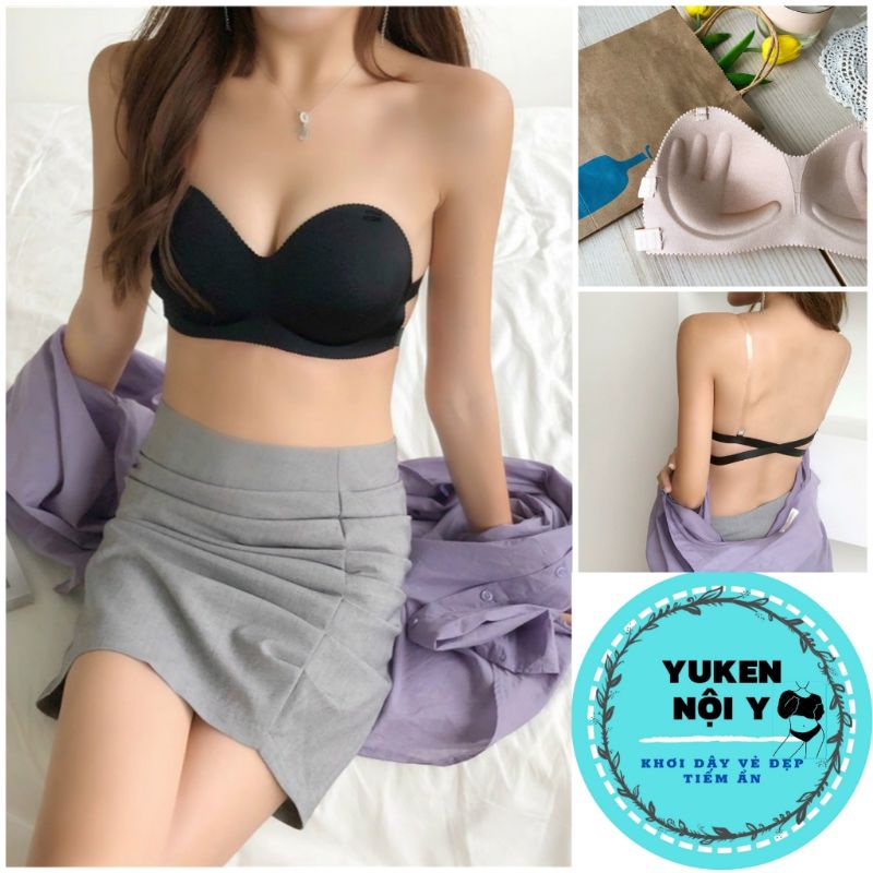 Áo Bra Đúc Su,Không Gọng-Áo Lót Đệm Mỏng Quả Tròn Đan Dây Lưng (Kèm Dây Trong)