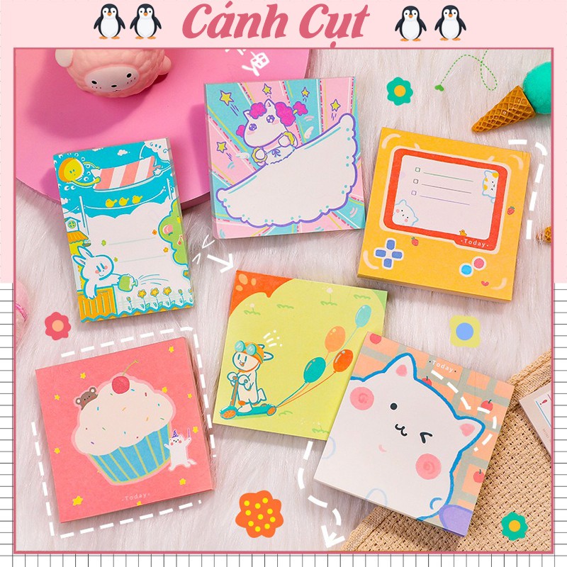 Giấy note  giấy ghi chú dán dễ thương vintage cute hoạt hình hộp sữa VPP32