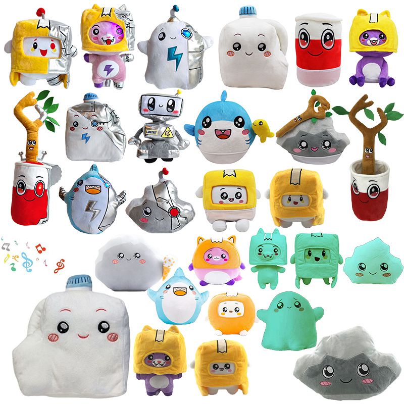 Đồ chơi nhồi bông hình robot Lankybox đội mũ bảo hiểm có nhạc có thể tháo rời thích hợp làm quà tặng cho bé